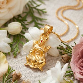 Gold Goddess Lakshmi Pendant for women-hover