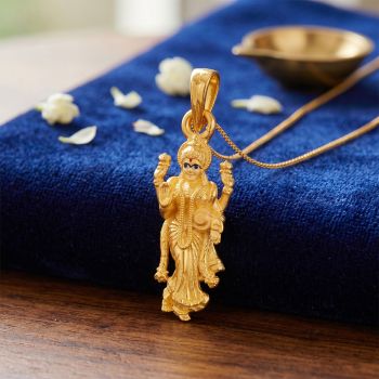 22k Gold Goddess Lakshmi Pendant For Women-hover