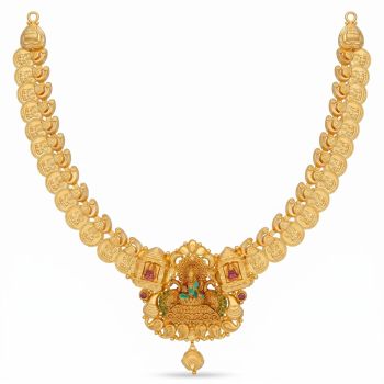 Divine Lakshmi Motif Gold Necklace-hover