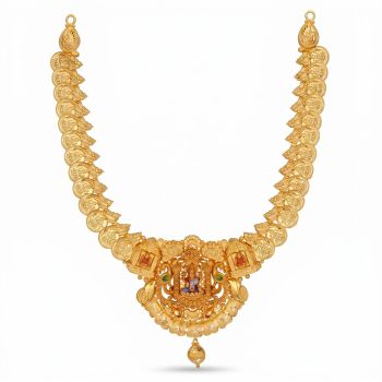 Goddess Lakshmi Coin Gold Necklace-hover