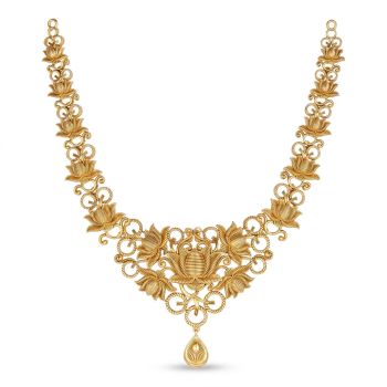 Trendy Floral Drops Gold Necklace-hover