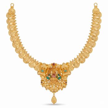 Divine Temple Lakshmi Gold Necklace-hover