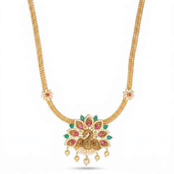 Majestic Peacock Pendant Gold Necklace-hover