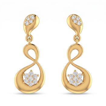 Infinity Floral Gold Drop Earrings-hover
