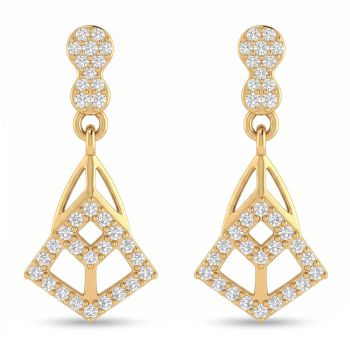 Royal Geometric Casting Gold Drop Earrings-hover