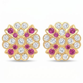 Origami Leaf Stone Gold Stud Earrings-hover