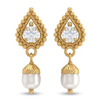 Heritage Paisley Pearl Gold Drops-hover