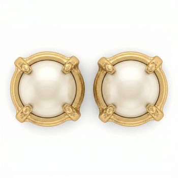 Modern Style Gold Pearl Studs-hover
