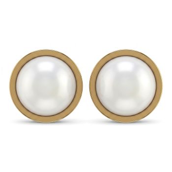 Women's Pearl Studs Gold Earrings-hover