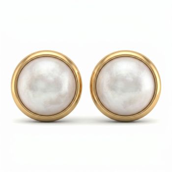 Women's Casual Gold Pearl Stud Earrings-hover