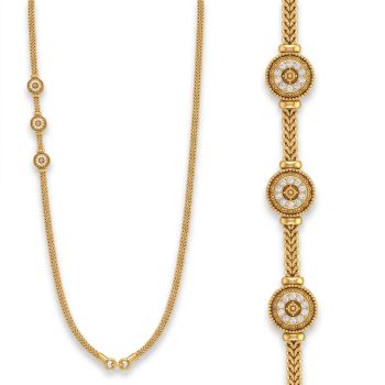 Antique Mugappu Gold Chain with stones-hover