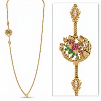 Floral Antique Mugappu Gold Chain-hover