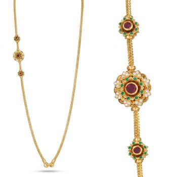 Antique Blossom Mugappu Gold Chain-hover