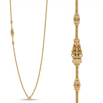 Antique Goddess Lakshmi Mugappu Gold Chain-hover