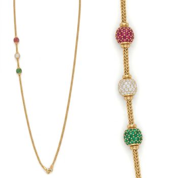 Antique Mugappu Gold Chain with stones-hover