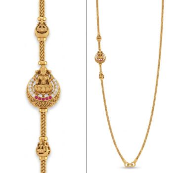 Antique Laksmi Mugappu Gold Chain-hover
