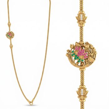 Antique Flower Mugappu Gold Chain-hover