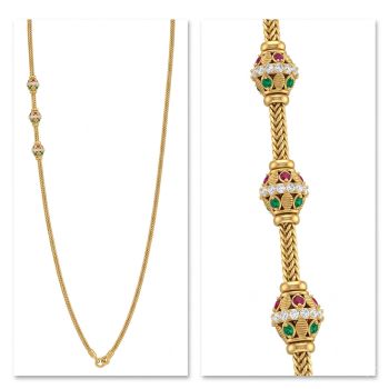 Antique Multi stone Barrel Bead Chain-hover
