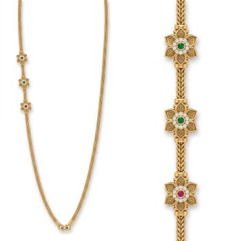 Antique Floral Mugappu Gold Chain-hover