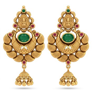 Antique Lakshmi with Emerald Gold Jhumkas-hover
