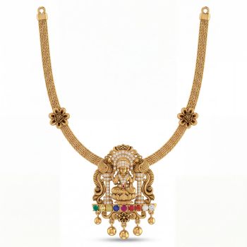 Divine Navaratna Lakshmi Gold Rope Necklace-hover