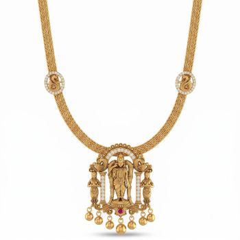 Sacred Meenakshi Temple Arch Gold Necklace-hover