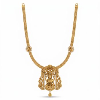 Royal Mayura Lakshmi Temple Gold Rope Necklace-hover