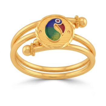 Modern Spiral Enamel Accent Gold Ring-hover