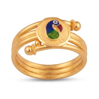 Imperial Peacock Motif Gold Ring-hover