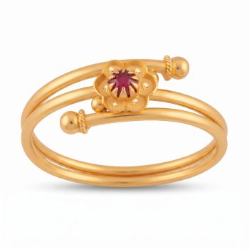 Starburst Floral Coiled Gold Ring-hover