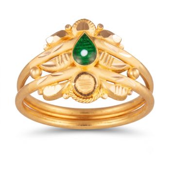 Royal Emerald Teardrop Enamel Gold Ring-hover