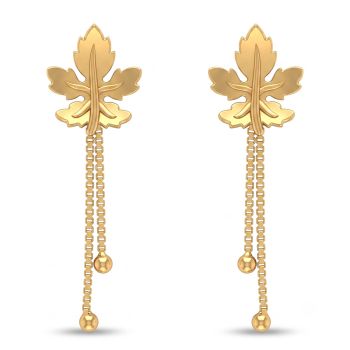 Leaf Casting Gold Chain Drop Earrings-hover