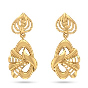 Leaf Scroll Casting Gold Drop Earrings-hover