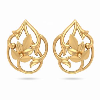 Celestial Bloom Casting Gold Stud Earrings-hover