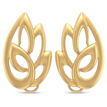 Paisley Flame Casting Gold Stud Earrings-hover