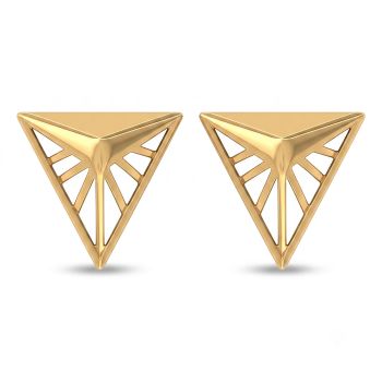 Geometric Pyramid Casting Gold Stud Earrings-hover