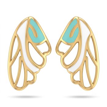 Emerald Wing Casting Gold Stud Earrings-hover