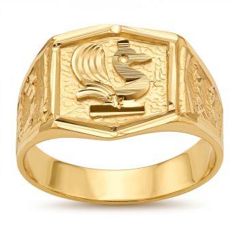 Textured Rooster Gold Ring-hover