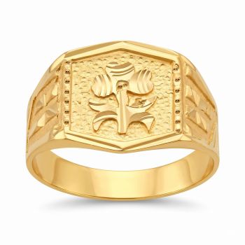 Graceful Tree Signet Gold Ring-hover