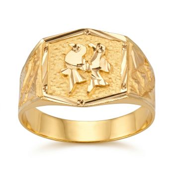 Sculpted Lovebirds Signet Gold Ring-hover