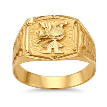 Avian Shield Signet Gold Ring-hover