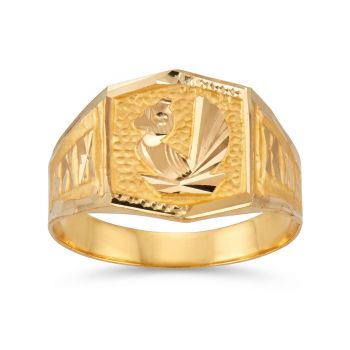 Royal Embossed Peacock Gold Ring-hover