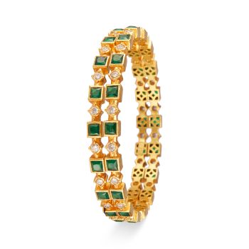 Silver Bangle With Gold Plated-hover