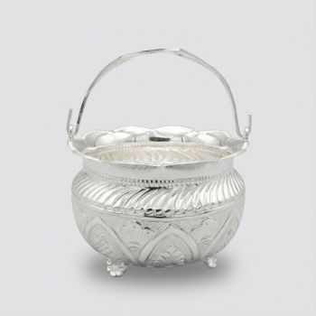 Traditional Floral Nagas Silver Basket-hover