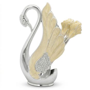 Luxury Swan Spoon Holder With Six Spoons-hover