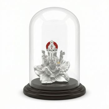 Elegant Silver Ganesha Statue-hover