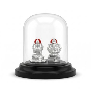 Lord Lakshmi Ganesh Silver Idol-hover
