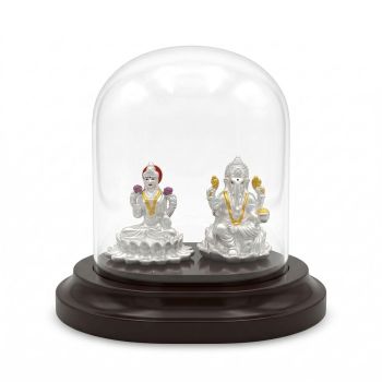 Lord Lakshmi Ganesh Silver Idol-hover