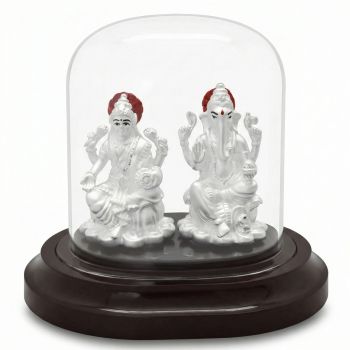 Classic Lakshmi Ganesh Silver Idol-hover