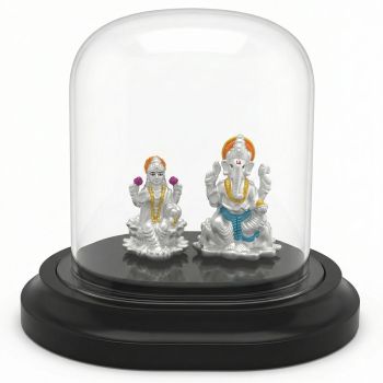 Classic Lakshmi Ganesh Silver Idol-hover